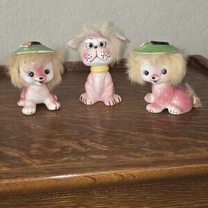 California Creations By Bradley.  Set Of 3 Japan Vintage Ceramic Dog Figurines